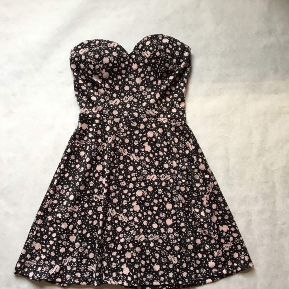 black and light pink floral dress